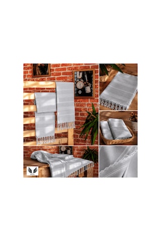 Pega Sultan Peştamal %100 Koton Açık Gri Plaj Havlusu 90 x 170 CM