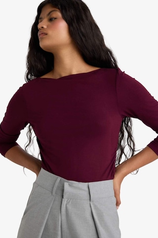 Defacto Slim Fit Dar Kesim Kayık Yaka Uzun Kollu Tişört F9029ax25aubr210 Bordo