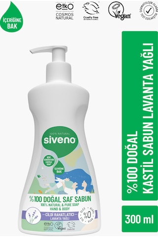 Siveno %100 Doğal Sıvı Kastil Sabun Lavanta Yağlı Cildi Rahatlatıcı Nemlendirici Bitkisel Vegan 300 ML