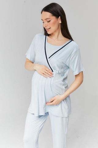 Birolgaye 2030 Mavi Hamile Lohusa 3 Lü Pijama Sabahlık Tk