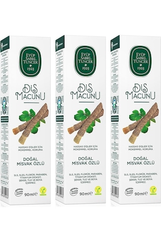 Eyüp Sabri Tuncer Doğal Misvak Özlü Florürsüz Diş Macunu 3 x 90 ML