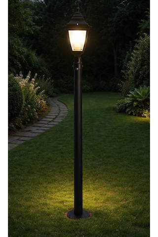 237 Cm Kare Direkli Bahçe Armatürü - Bahçe Lambası -siyah