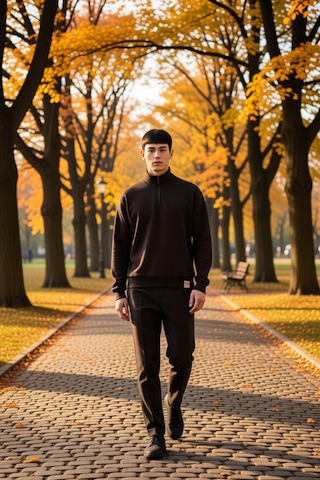 Benerly Erkek Dik Yaka Standart Kol Oversize Kalıp Fermuarlı Sweatshirt F Kahverengi