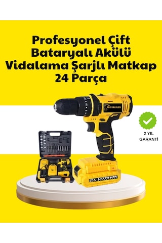 Mey İthalat Çift Bataryalı 12v Akülü Matkap 10 Mm Metal, 20 Mm Ahşap Delme Kapasitesi
