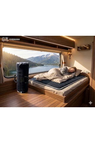 Zish Tekstil Zish Home Flexi Katlanır Kamp Yatağı, 5 Cm 24 Dns Sünger Yatak, Karavan, Çadır, Misafir, Yer, Bağ, Bahçe, Yazlık Yatağı, Anne Yanı, Deprem, Taşınabilir Şilte, Araç İçi Minder Koyu Mavi