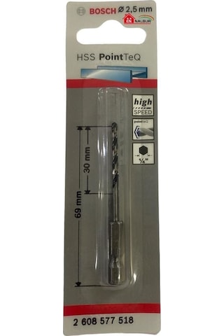 Pointteq Altıgen Şaftlı Hss Matkap Ucu 2,5 Mm