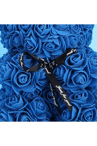 Springsun Mavi Sonsuz Çiçekli Ayı Dekorasyon, Sevgi Hediyesi İçin Ornmanlı Yapay Gül, Ev Dekoru Ve Romantik Etki Sağlar