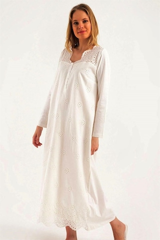 Magic Form 38110 Hamile Lohusa Uzun Kollu Tesettür Gecelik-ekru