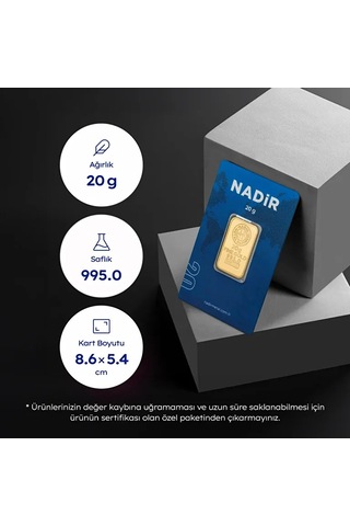 Nadir Gold 20 Gram Külçe Altın 24 Ayar