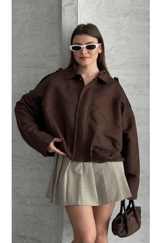 Prifaldi Zr Oversize Süet Bomber Ceket Kahverengı