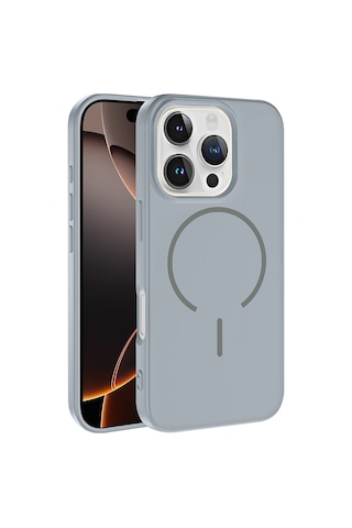 Apple Uyumlu iPhone 16 Pro Kılıf M-safe Şarj Özellikli Sys Meta Kapak - Titanyum-gri Titanyum-Gri
