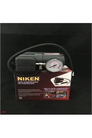 Niken Plastik Gövdeli Siyah Mini Oto Araç Hava Kompresörü 12v