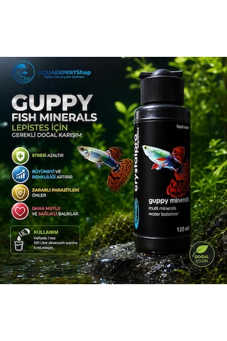 Crystalpro Guppy Fish Minerals- Lepistes Balıkları İçin Gerekli Doğal Karışım. 125 Ml