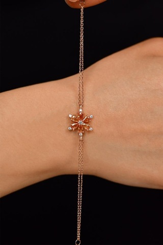 Roza Silver Sitrin Taşlı Rose Lotus Çiçeği Gümüş Bileklik