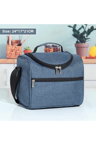 Dianziye Alüminyum Folyo İçli Kalın Tasarımlı, Ofis/piknik İçin Isı Saklama Çantası, El Tutan Büyük Kapasiteli Bento Çantası Mavi