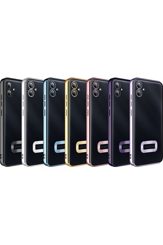 Zore Galaxy Uyumlu A04e Kılıf Kamera Korumalı Logo Gösteren Omega Kapak - Derin Mor Derin Mor