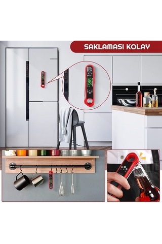 3 Farklı Problu Alarmlı Paslanmaz Çelik Dijital Termometre