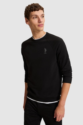 U.S. Polo Assn. Erkek Siyah Bisiklet Yaka Regular Fit Basic Sweatshirt 50329441-vr046