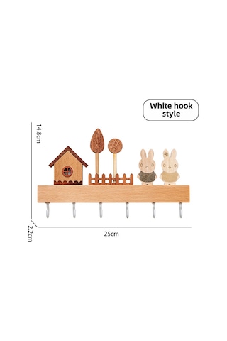 Springsun Ahşap Anahtar Tutucu Duvar Tipi, 6 Kanca, Nordik Stil, Delik Açmadan Kurulum, Giriş Cephesi Organize, Turuncu-yeşil Yeni Model