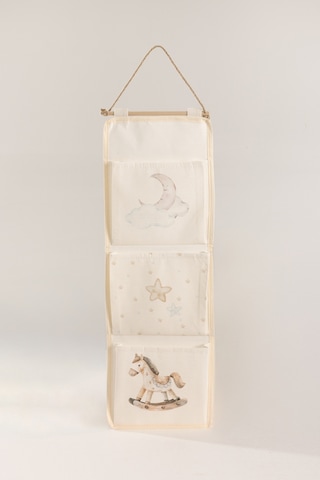 Tidy Kids Atlı Karınca Desenli Poplin 3'lü Duvar Organizeri 20x60cm 6021 Natural