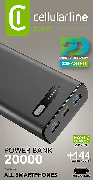 Cellularline PD 20 W Hızlı Şarj 20.000 Mah Taşınabilir Şarj Cihazı