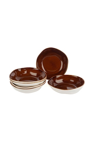 Mikasa Moor Beyaz Karamel 6lı Çukur Tabak Kase 18cm P374.115460 Kahverengi