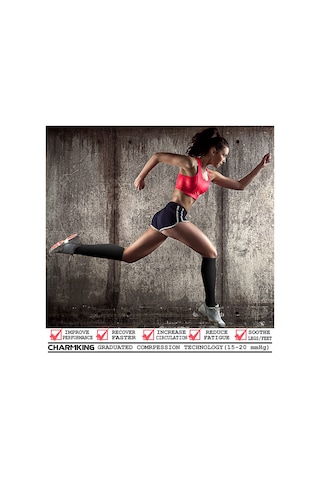 Vkemall Kadın Erkek Spor Koşu 15-20 Mmhg Sıkıştırma Bilekli Çoraplar Siyah İki Renkli 2xl 3'lü Paket