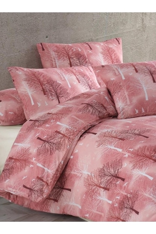 Lotus Home Ağaç Desenli Lüks Pamuklu Tek Kişilik Nevresim Takımı Seti Bordo