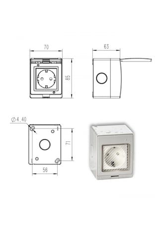 Su Geçirmez Tekli Priz Ip 55 1 Adet