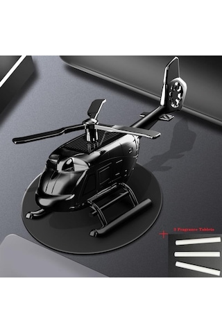 Siyah Araba Koku Difüzörü Süs Güneş Enerjili Helikopter Şekli Dönme Bıçağı Katı Aromaterapi