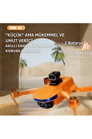 B6 Mini Drone 2Batarya ile 30Dakika Uçuş Beni Takip Et Gps 1080p Hd Çift Kamera 5g Wı-fı Engelden Kaçınma