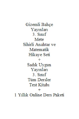 3. Sınıf Hikaye Kitabı Seti Gizemli Bahçe Yayınları Mete Sihirli Anahtar Matematik Yeni + Sa 3. Okul Çağı Çocuk Kitapları 42593239