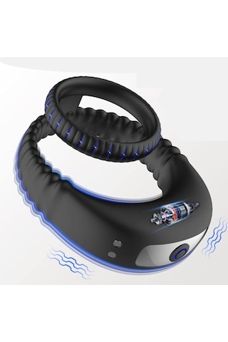 Carmine 10 Modlu Şarjlı Titreşimli Penis Halkası Siyah