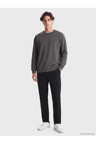 Lcw Vision Gri Bisiklet Yaka Erkek Kalın Sweatshirt