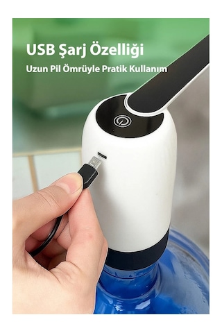 Beyaz Şarjlı Damacana Su Pompası Kokusuz Malzeme İle Pratik Kullanım İçin Tasarlandı