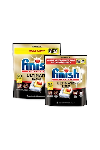 Finish Ultimate Plus Bulaşık Makinesi Deterjanı Kapsül Tablet Limon 105 Adet 45+60