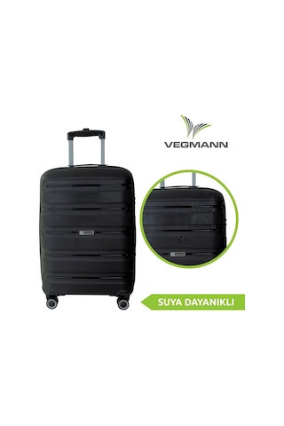 Vegmann Polipropilen Pp Atlas Siyah Büyük Boy Valiz Siyah