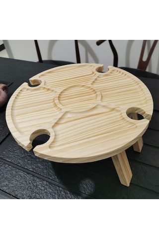 Didadodo Pratik Ahşap Katlanır Mini Piknik Masası - Cam Tutuculu Plaj, Bahçe Partisi, Tekne Ve Kamp İçin Çok Renkli Çok Renkli