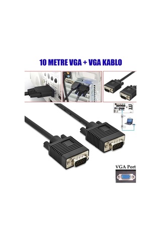 Apronx 10 Metre VGA Görüntü Kablosu 10 Metre Monitör Kablosu VGA Kablo