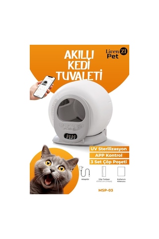 Livenzi Akıllı Otomatik Kedi Tuvaleti | Wi-Fi Kontrollü & Otomatik Temizleme & Koku Önleyici & Uv Sterilizasyon
