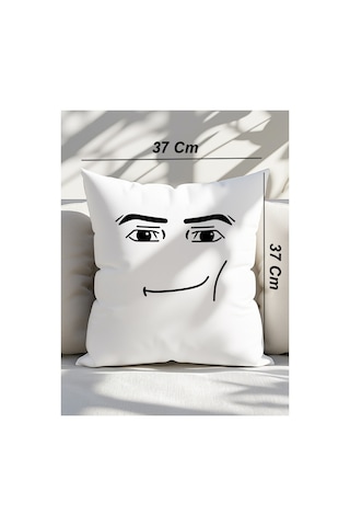 Roblox Man Face Yastık Beyaz