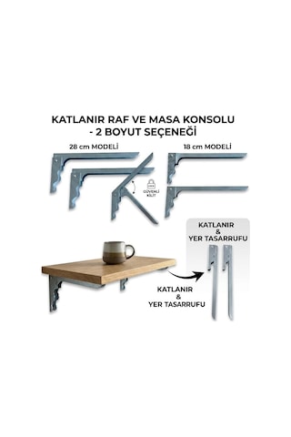 Tr Katlanır Raf Ve Masa Konsolu, Raf Ayağı Metal, 18 Cm Ve 28 Cm Seçenekli, 2'li Set, Vidalar Ve Dübeller Dahil 28c Diğer