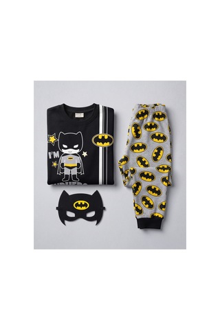 Deniva Kids Erkek Çocuk Batman Temalı Maskeli 3'lü Pijama Takımı Siyah