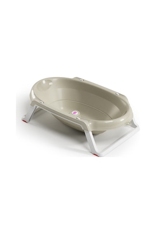 Okbaby Bebek Banyo Seti Onda Slim Katlanır Küvet + Hippo Duş Şapkası A.gri