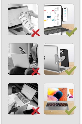 Laptop & Monitör Arkası Telefon Tutucu: Manyetik Bağlantı, Alüminyum Yapı, Dönebilir Telefon Standı