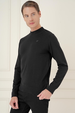 Efor Tr 876 Slim Fit Siyah Klasik Triko Siyah