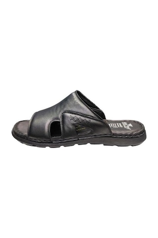 L.figo Büyük Numara Siyah Deri Terlik Siyah