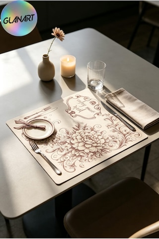 30 Adet 28x41 Cm Ebatlarında Masa Üstü Kraft Amerikan Servis Kağıdı Çiçek Desen