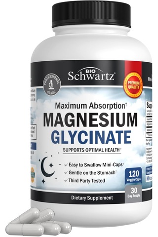 Bioschwartz Magnesium Glycinate 500mg Nerves Muscles Heart Mood And Sleep Support 120 Aromasız
