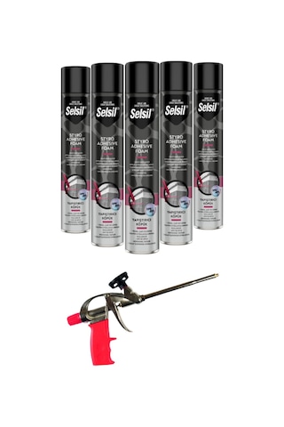 Selsil Pu Tabancalı Yapıştırıcı Köpük 750 Ml. 5 Adet ,demir Köpük Tabancası
